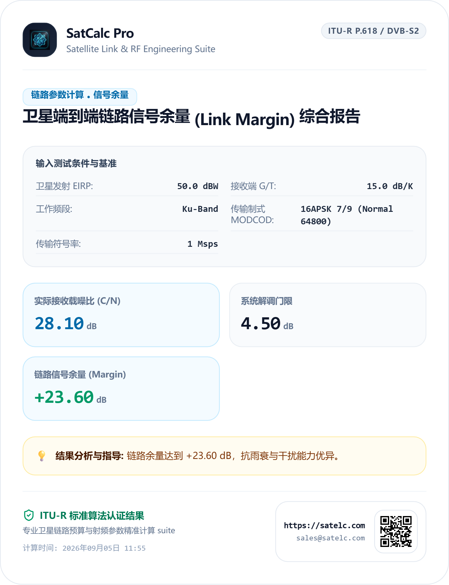 卫星端到端链路信号余量综合报告